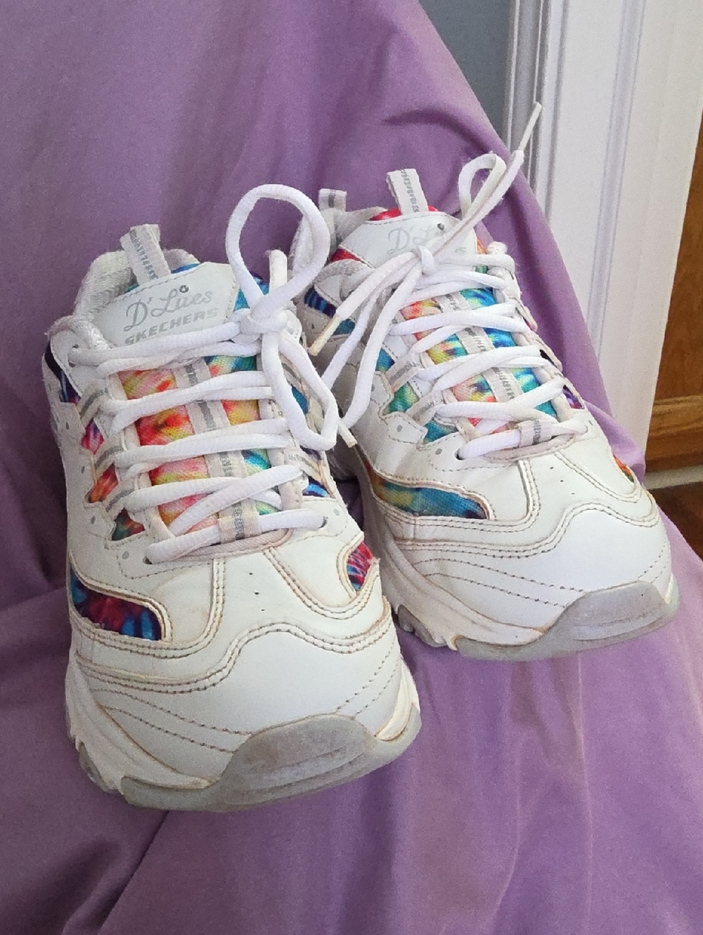 Women's Skechers Rainbow Tie-Dye D'Lites Athletic Sneakers